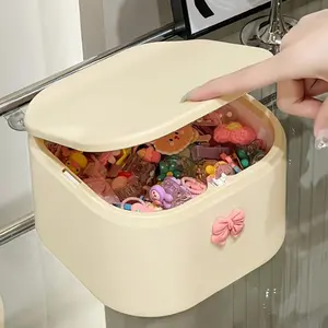 Girl hair accessories storage box, headband storage box, headband, bow, cotton swab storage box, bathroom container, hairpin holder with lid storage box, home storage box.
