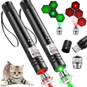 Rechargeable Green Laser Pointer Laser Light Flashlight Cat Toy Red and Green Light Starry Sky USB Charging Infrared Cat Teaser Laser Pen