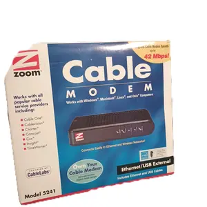 New Zoom Cable Modem Ethernet/USB External Model 5241 Windows Mac Linus Unix