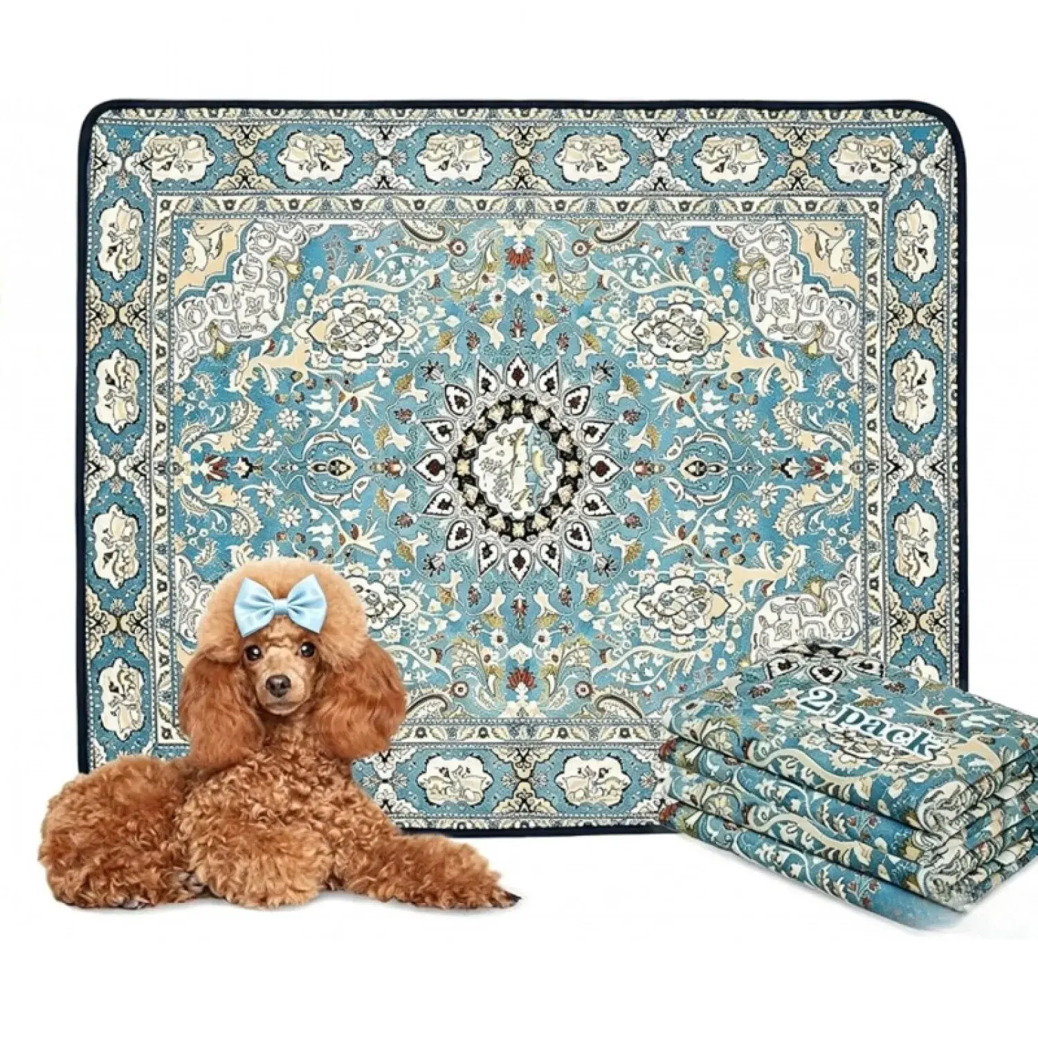Bohemian Tie-Dye Crystal Velvet Dog & Cat Slow Feeder Licking Mat (1 Pack) with Suction Cups, Urine-Absorbent Odor Control Pad for Anxiety Relief, Ideal for Bathing & Grooming
