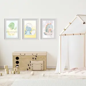 BookishGirl Digital Wall Art Baby Dinosaur Wall Art Set for Kids Room Decor Featuring Adorable Dinosaur Designs