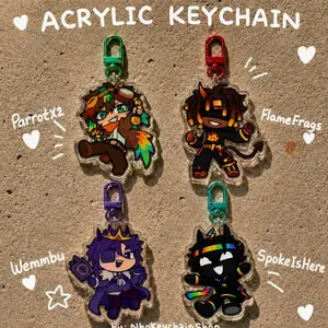 Unstable Universe Quartet Acrylic Keychain | ParrotX2, FlameFrags, SpokeIsHere, Wemmbu  Minecraft SMP Gamer Gift