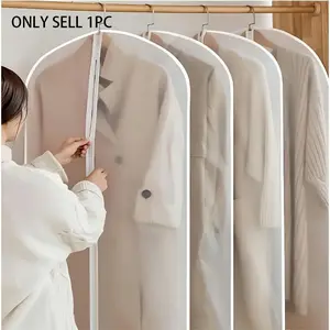 Pack of 10 or pack of 1 thickened transparent garment bags with full zipper closure - suitable for suits, wedding dresses, travel and wardrobe organization. Dust and wrinkle resistant; easy to identify