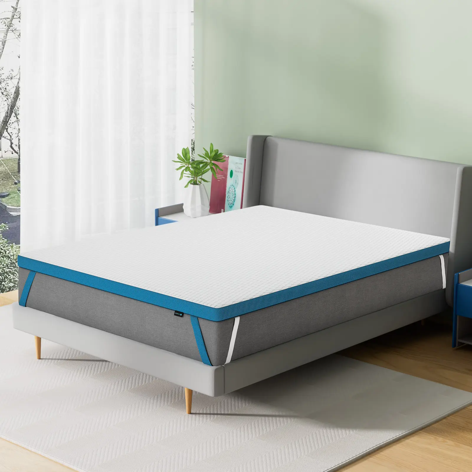 Flexpedic 2'' Mattress Topper, Twin Full Mattress Pad, Pain-Relief Slow Rebound Memory Foam Topper, 100-Night Trial, Fiberglass Free