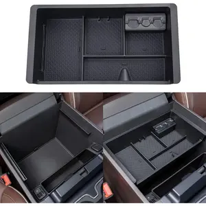 Compatible with Chevy Silverado/GMC Sierra 2014-2018 and Chevy Tahoe Suburban/GMC Yukon 2015-2020 Center Console Organizer Tray Accessories-Full Console w/Bucket Seats ONLY - (Black Trim)