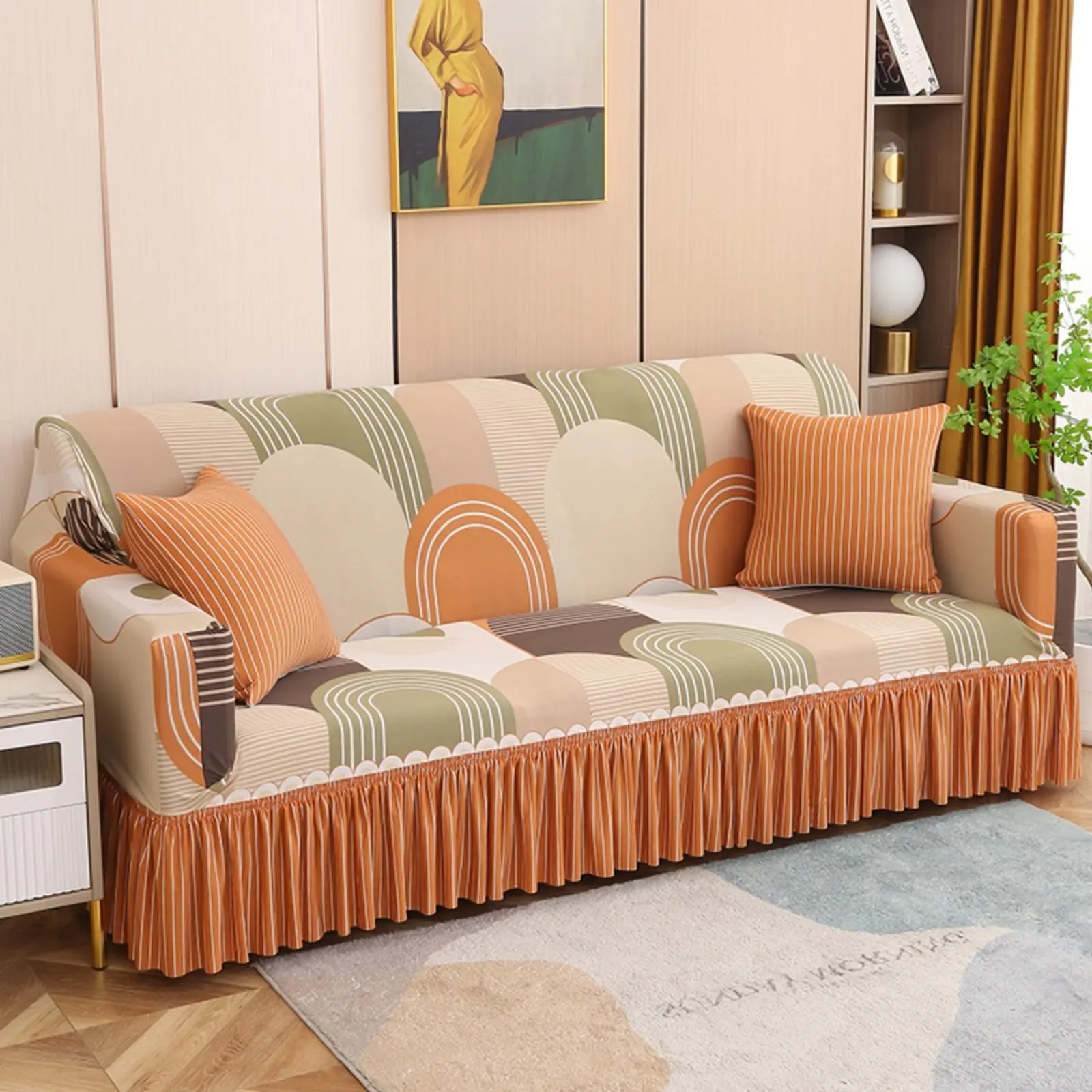 Geometric Pattern Sofa Cover without Pillowcase, 1 Count Modern Stretch Sofa Slipcover, Elastic Sofa Slipcover, Washable Sofa Slipcover, Soft Sofa Protector for Home Living Room, Sofa Couch Covers, Home Decor