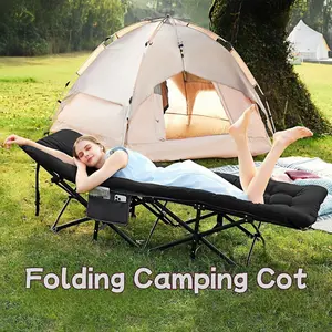 Portable XXL Camping Cot with Mattress & Pillow – 28" Extra Wide Heavy Duty Foldable Bed for Adults – Travel & RV Sleeping Cot – Supports 450LBS – Folding Guest Bed for Home, Office, Tent, Outdoors