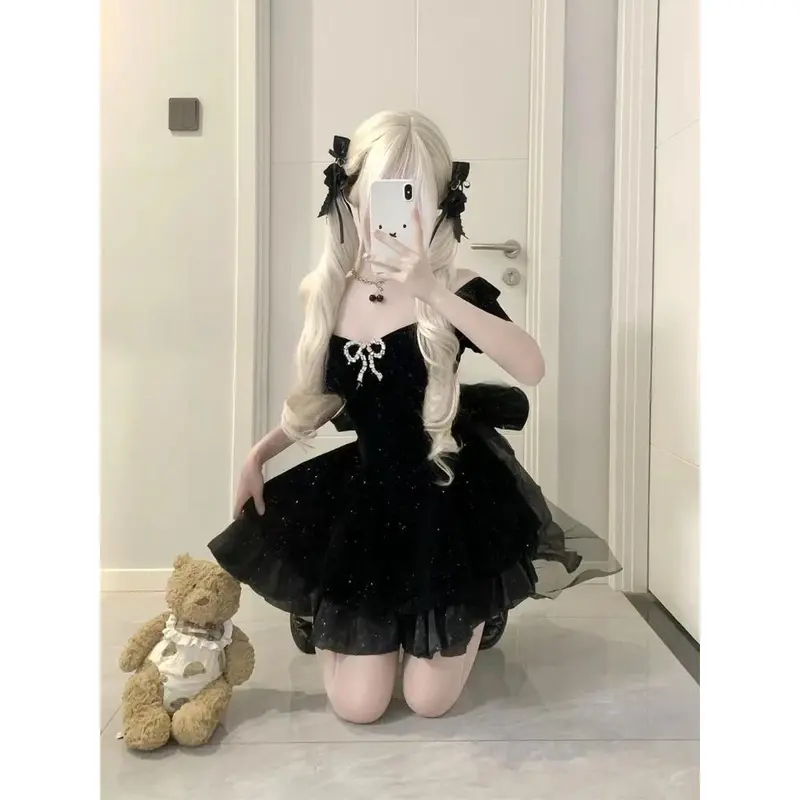 blue dress for baby girl Dreaming of You Black Ruffle Dress main image 0