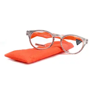 Grace, (Premium) Reading Glasses High End Readers +1.25 ..+3 Magnifying Glasses, Round Frame. (Metallic Silver, Orange) NY Fifth Avenue. Unisex Lightweight