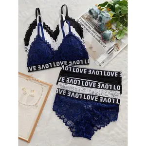 wicked unlined balconette demetra Lace Bra Lingerie Set 6 Piece Set