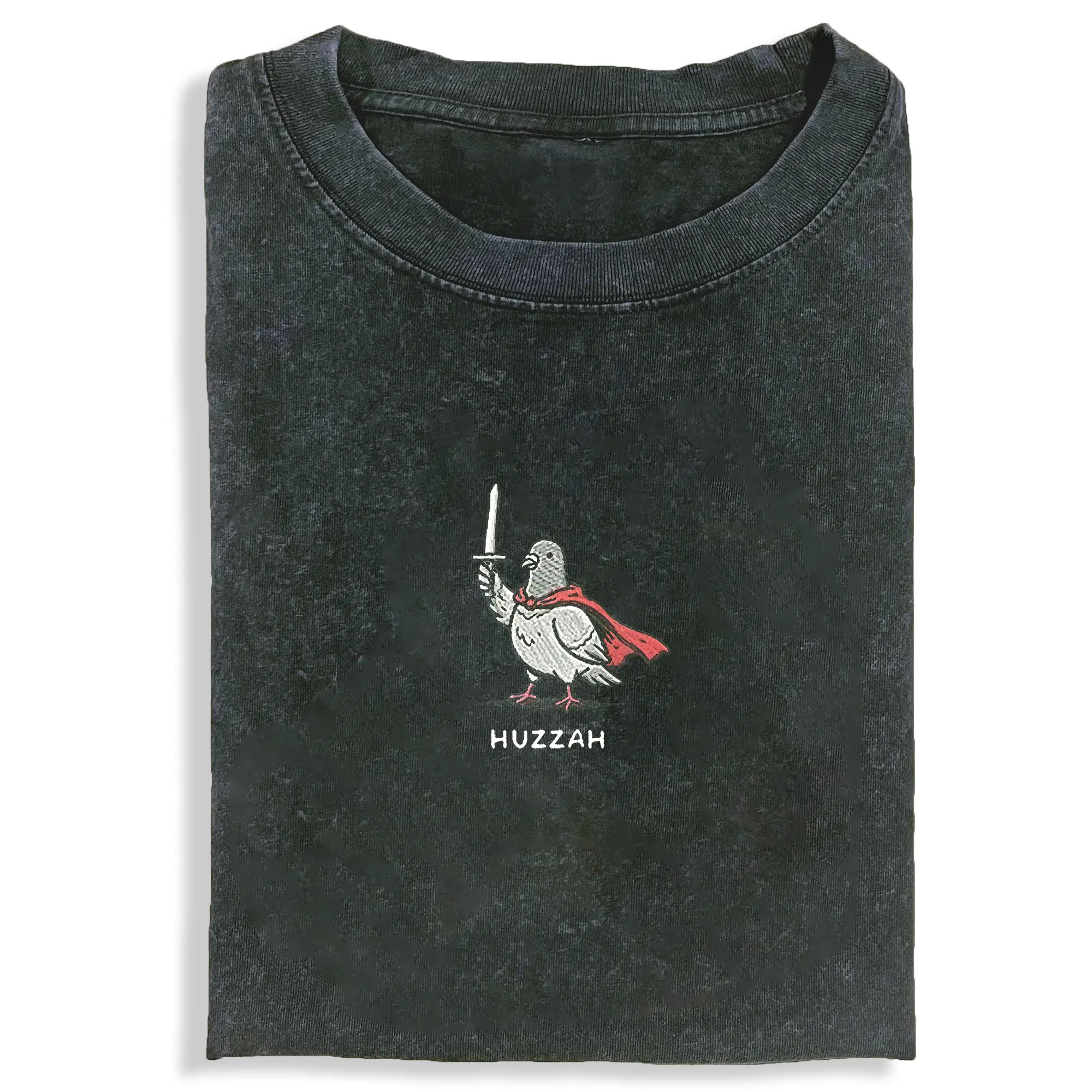 Huzzah Pigeon T-shirt, Unisex Vintage Crew Neck Regular Fit Cotton ...
