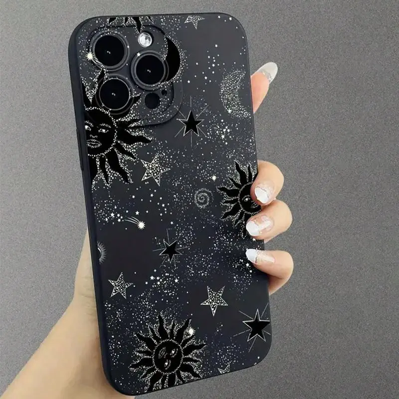 Celestial Sun Moon & Stars Print Phone Case for iPhone 17 Pro Max / 16 Pro Max / 15 Pro Max / 14 Pro Max / 13 Pro Max / Galaxy S26 Ultra / S25 Ultra / S24 Ultra / S23 Ultra / S22 Ultra