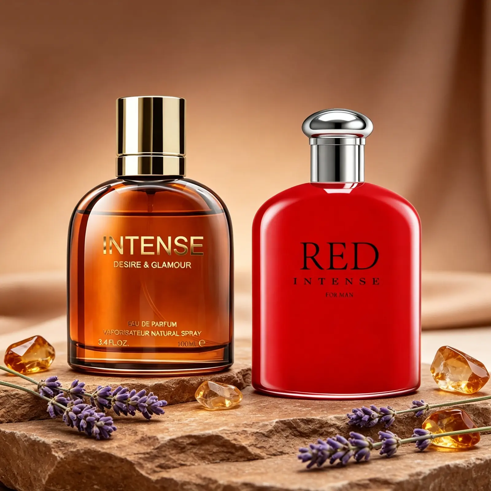 2-Pack Men's EDP, Aromatic Woody + Spicy Woody, Lavender Basil Geranium Hay Clary Sage Sandalwood / Cranberry Grapefruit Lemon Saffron Sage Amber Coffee Woody, 100ML/3.4 FL OZ Each, Long-Lasting 6-8H, Perfect for Dates Daily Parties Business Gifting