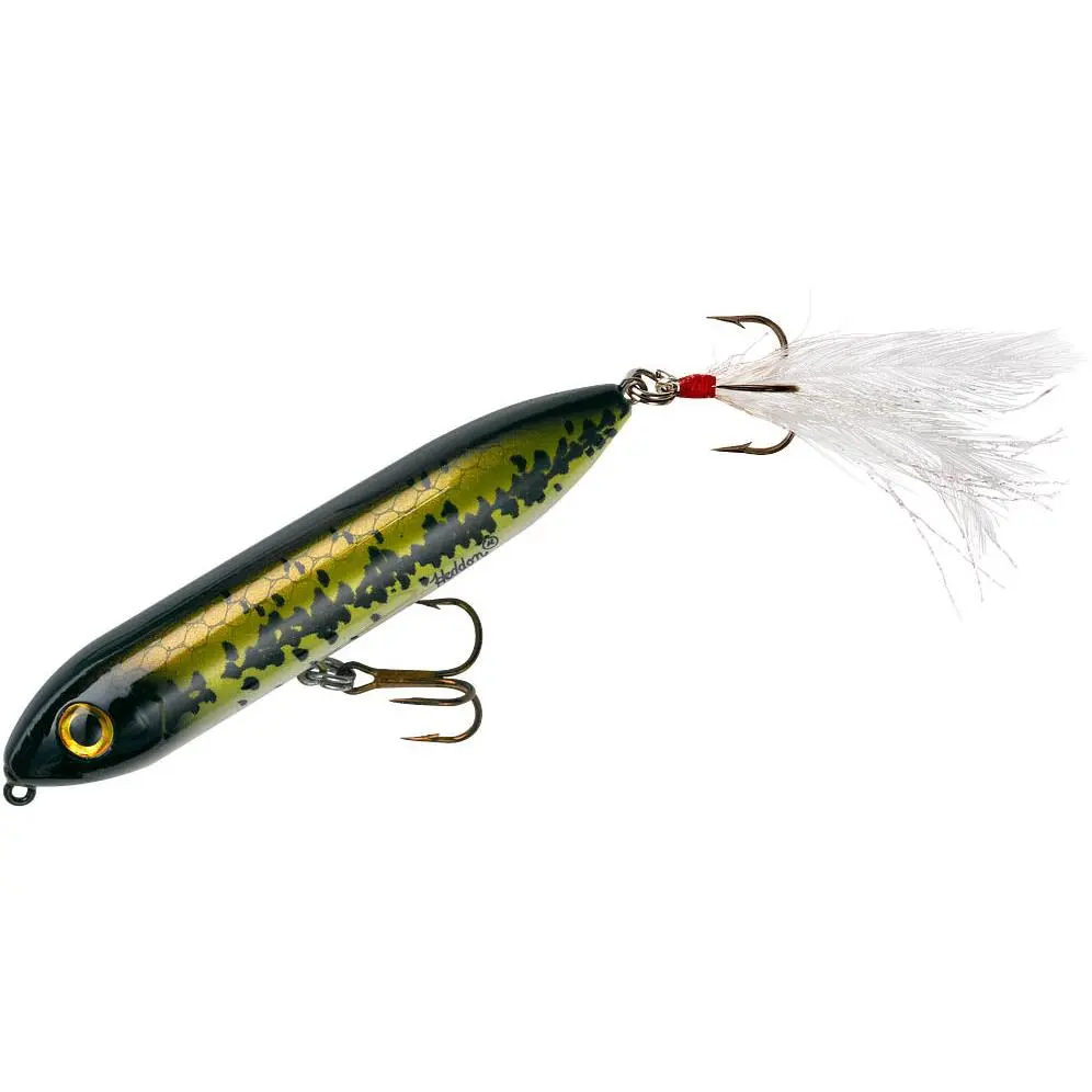 Super Spook Jr. Feather Dressed Topwater Fishing Lure, 3.5-inch, 0.5 oz Hard Body Walker Bait for Bass, Pike, and Musky, Artificial Fishing Lures