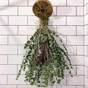 Dried Lavender & Fresh Eucalyptus USA California Farmed [Hanging Ribbon Included] Large Branches Natural Live and Aromatic Self Care Leaves Bundle | Natural Real Eucalyptus Leaves Shower Decor Home Decor Aromatic Lavender Shower Plant, Fragrance