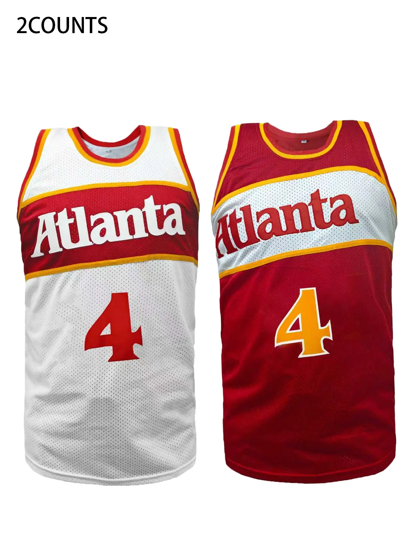 Atlanta #4 Stitched Men's Basketball Jersey -Breathable Retro Mesh Tank Top, Athletic Tops, Workout Tops, Sleeveless Vest with Embroidered Design for Training & Competition,Casual Wear,Unisex, Sports Jersey, Sports Clothing