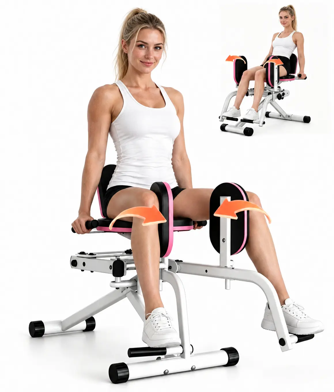 2-In-1 Hip Abductor-Adductor Machine, Adjustable Home Gym Strength Training Equipment for Glute Sculpting & Thigh Workouts