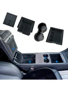center console organizer tray For Tesla Model Y 2021-2025 Model 3 2021-2023 flocked armrest storage box hidden storage box cup holder insert car interior decor