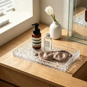Modern Acrylic Ripple Storage Tray, Luxury Organizer for Jewelry, Perfume, Vanity, Bathroom Shelf, Home Decor Desk Box, Holiday Gift