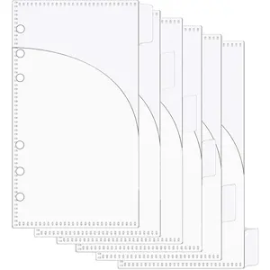 A6 Binder Pocket  Envelope 6-Tab Clear Plastic Binder Dividers with 2 Pockets for 6 Ring A6 Binder Sheet Protector Pouch Binder Folder Organizer (6 Sheets)