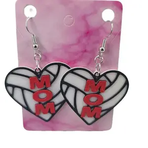 Volleyball MOM Earrings 3D Printed - Elegant Design for Mom