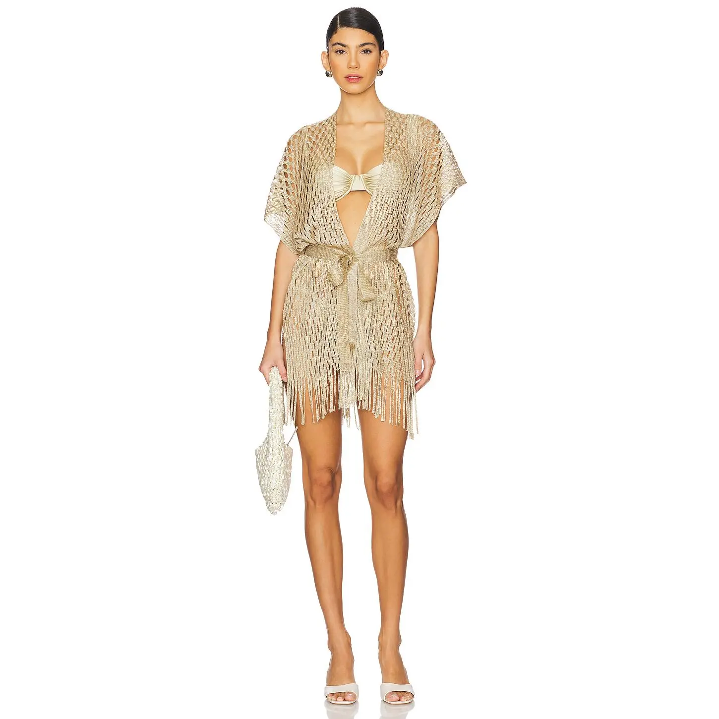 Luli Fama Short Caftan in Gold
