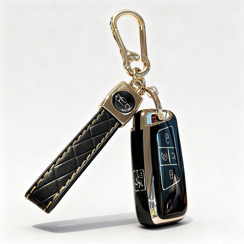 Key Fob Cover for Volkswagen with Keychain, Premium TPU Key Case Compatible with VW Tiguan Atlas Taos SEL Jetta GLI Passat Arteon Remote Start Protector（5 Buttons black white）