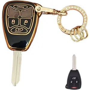 Soft TPU for Jeep Key Fob Shell Fits for Jeep Wrangler/Compass/Dodge Ram/Durango/Caliber/Nitro/Dakota/Chrysler (C-Black)