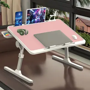 Lap Desk Bed Tray Table, Adjustable Laptop Stand for Bed with USB/ Light/ Fan/ Drawer, Portable Laptop Desk Table for Bed/ Couch/ Sofa/ Reading/ Writing, Bed Trays for Eating And Laptops