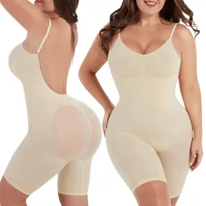 Low Back Bodysuit Shapewear for Women Tummy Control Seamless Backless Body Shaper for Dresses Butt Lifter Compression Camisole Jumpsuit