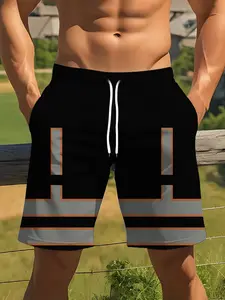 Men's Reflective Gym Shorts, Outdoor Breathable Quick-Dry Fitness Casual Five-Quarter Pants, High Visibility Design