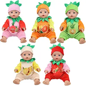 DEARBEI 5 sets of 16 inch cute baby doll fruit clothing sets (excluding dolls) suitable for holiday gifts such as bananas, oranges, pineapples, etc. for children and girls, cute dolls, party gifts, and dress up games