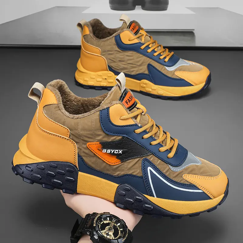 2025 Winter New Men's Outdoor Waterproof and Cold proof Mid top Fashion Sports Shoes, Walking Shoes with Thick Velvet and Warm Cotton Shoes, Work Snow Boots