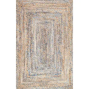Eliz Braided Denim and Jute Area Rug