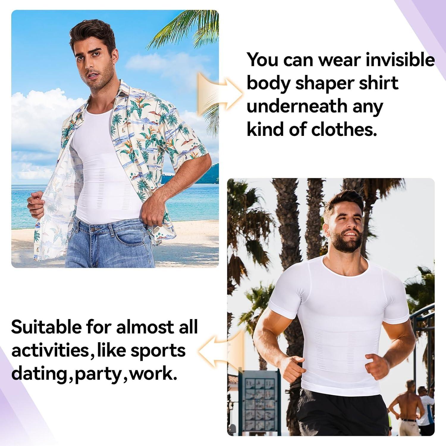 1/2/3/4 Pack Menswear Compression Body Shaper Shapewear Stretchy Short Sleeve Shirt Breathable Lightweight Comfy Workout Tank Top Sports Vest Fitness Tee Gym Exercise Activewear Elastic Formal Fabric Casual Natural Dress Soft Mesh