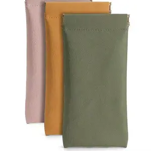 3pcs Jewelry Lipstick & Cosmetics Storage Bag Automatic Closed Case PU Leather Glasses Storage Bag for Women's Cosmetics & AccessoriesWomen's Cosmetic Storage Box