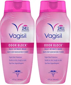 Vagisil Feminine Wash for Intimate Area Hygiene, Odor Block, Gynecologist Tested, Hypoallergenic, 12 oz, (Pack of 2)