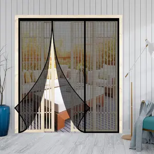 Screen Door - Self Sealing , Reinforced Fiberglass Heavy Duty Mesh Net Closure for Sliding Door, Patio, Bedroom-Hands Free, Pets& Friendly, Fit Doors Size Up to 72 x 80 Inch, Black