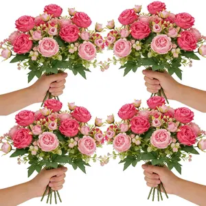 4-Pack Simulated Cloud Dream Peony Roses, Perfect for Easter & Mother's Day, Elegant Floral Arrangement, Durable Fake Flower Decoration