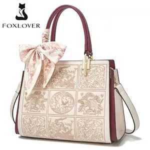 FOXLOVER Medium Tote Bag for Women Designer Vintage Satchel Handbags Top-handle Purses