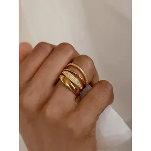 Four-Piece Ring Set, Minimalist Style Stacking Rings, Perfect Gift Choice, Enhance Your Simple Look, Gold Color Rings