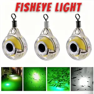 Fish Eye LED Attractor Light, Waterproof Underwater Flashing Lure Lamp with Swivel, Night Fishing Bait Light for Lure Fishing