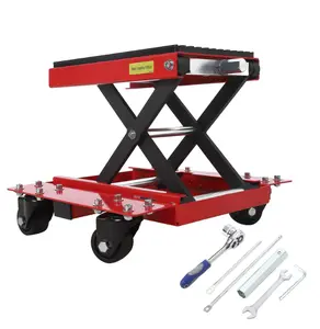 Motorcycle Lift Jack, 1200 lbs Scissor Jack with Wide Deck, and Thickened 11.5mm Rubber Pad, Adjustable Height (6.3"-16.9") for ATVs, Dirt Bikes, Street Bikes, and Cruiser Bikes