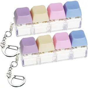 BY-057  2 PCS Keyboard Fidget Toy, Keyboard Fidget Keychain 4-in-1 Keyboard Decompression Button Finger Clicker Toys, Button Stress Relief Fidget Gifts to Relief Stress (Fours Colors-Purple)