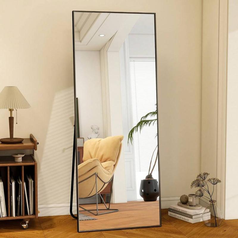 【Black Friday】 71 "x26" full-length mirror-floor-standing, wall-mounted or tilting full-length mirror with arched rectangular design, frameless suspension mirror suitable for bedrooms, corridors and entrance passages, gold/black