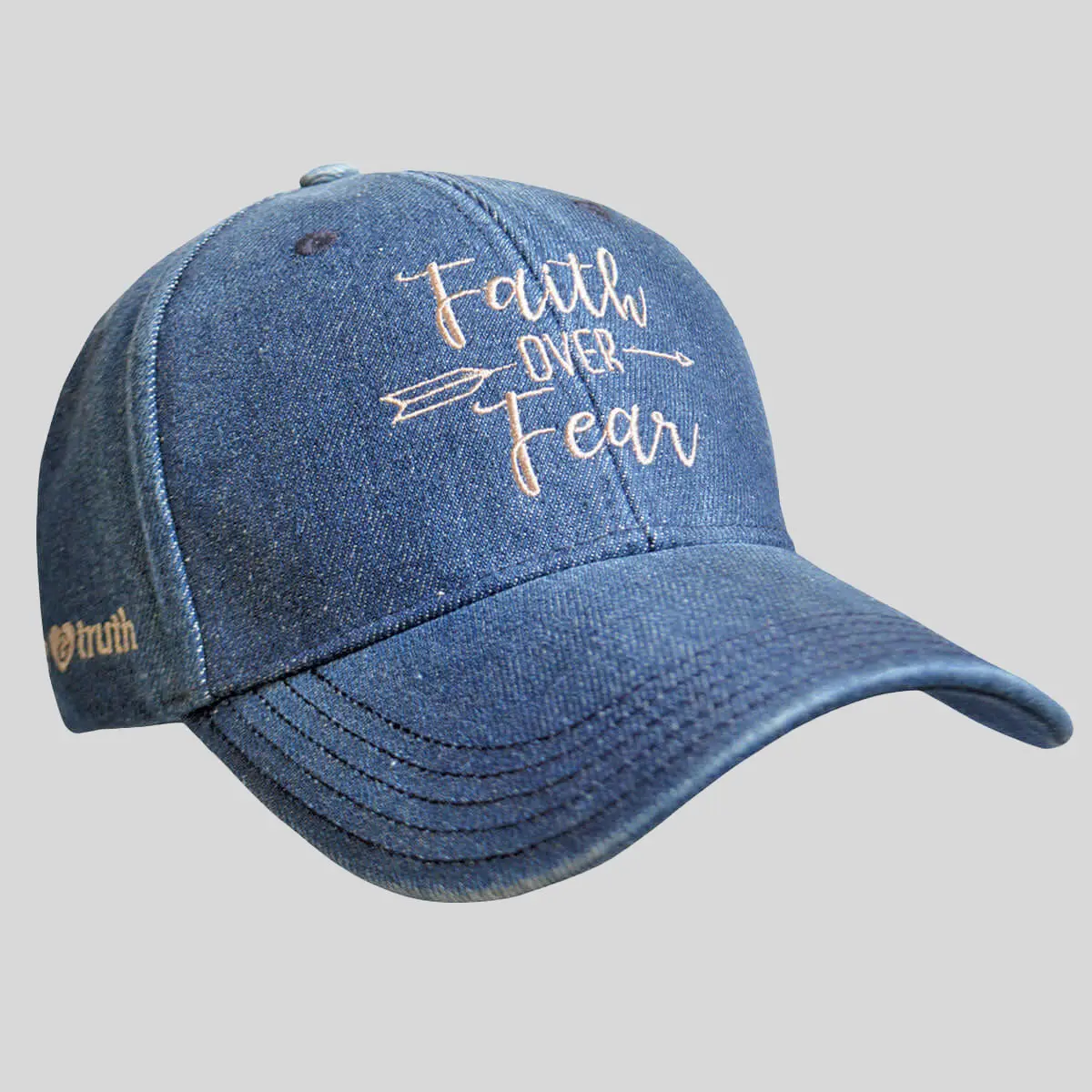 Women's Faith Quote Baseball Cap, Inspirational 'Faith Over Fear' 6-Panel Hat in Cotton Twill, Adjustable for Female Everyday Wear, Daily Wear