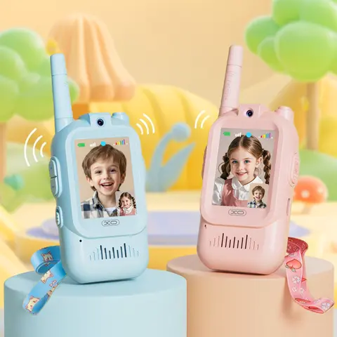 Walkie Talkies for Kids Ages 3-10 - 2-Pack Rechargeable Handheld Long-Range Indoor-Outdoor Chat Tool, Pink Camping Communication Toy, Cool Gifts