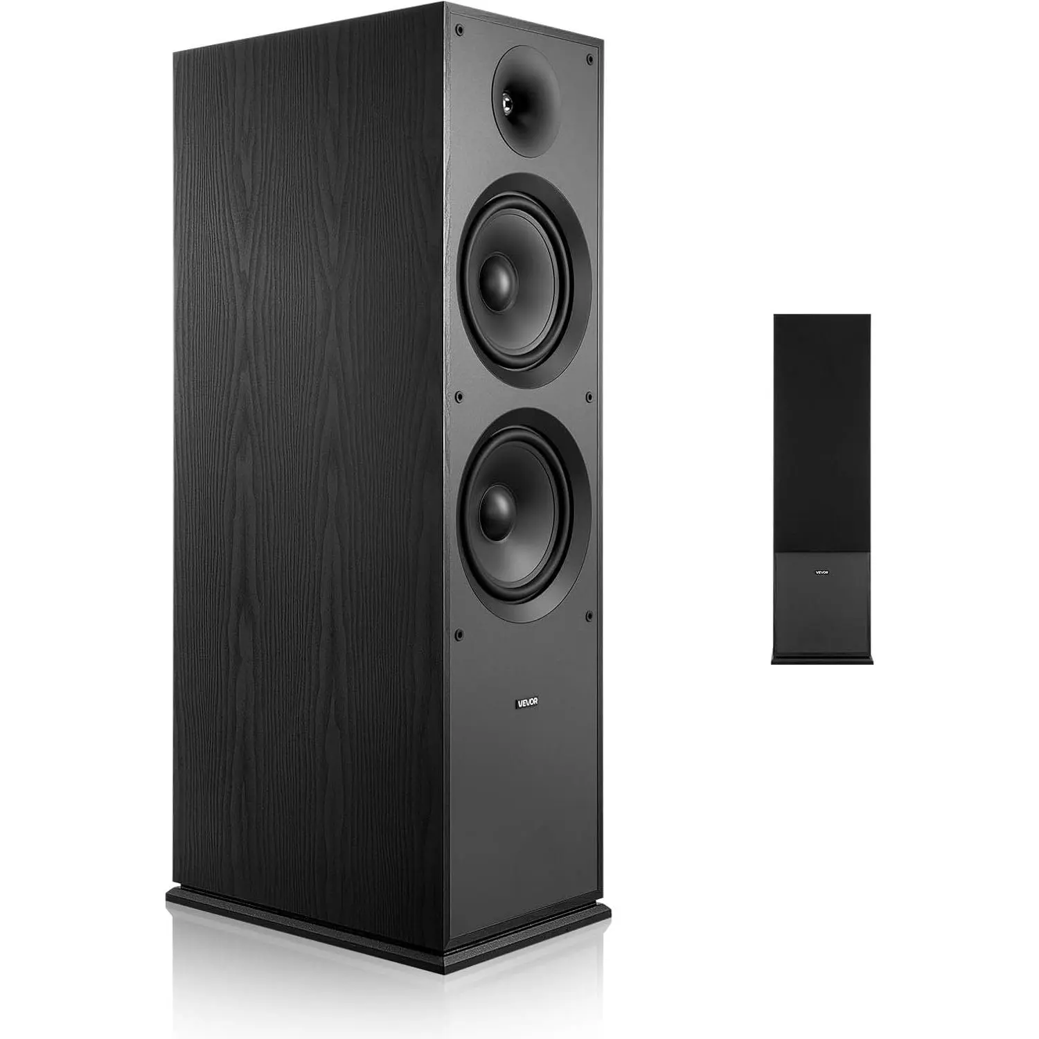 VEVOR Floor Standing Stereo Tower Speaker (8in-1pc), High Performance 3-Way Audio System with 1in Tweeter & Dual Woofers, MDF Cabinet, Dustproof Grill, Wired/Wireless Smartphone-Compatible Speaker
