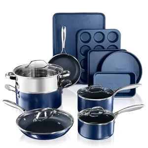 GraniteStone Diamond Blue Series 14.57-in Aluminum Cookware set with Lid