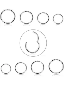 6-8 Pcs 6-12mm Stainless Steel 16g 18g Cartilage Hoop Earrings for Men Women Nose Ring Helix Pierced Ring Septum Couch Daith Lip Tragus Piercing Jewelry Set